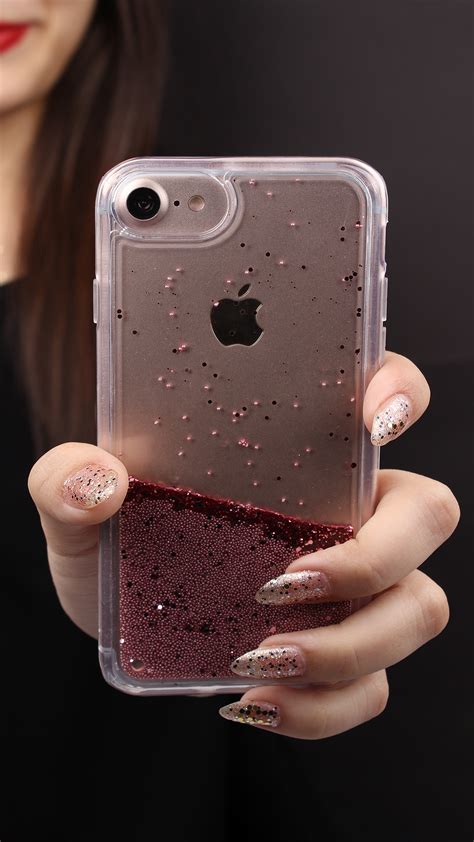 Moving Pink Glitter Case For Iphone 8 Plus Fluid Filled Rear Shell