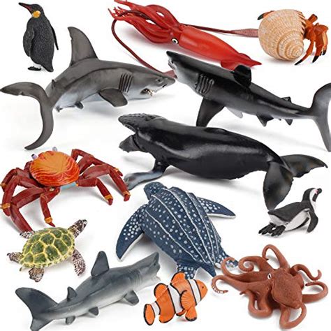 22 Pcs Sea Marine Animal Figures Ocean Creatures Action Models Fish