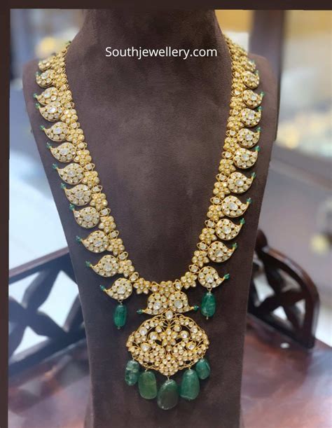 Polki Diamond Mango Haram Beautiful Gold Necklaces Gold Necklace