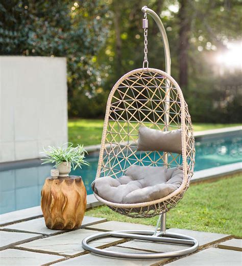 Indooroutdoor Egg Chair Swing With Stand Plowhearth