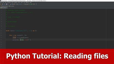 Python Tutorial Reading Files Youtube
