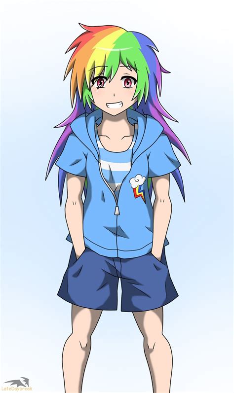 2282709 Safe Artistlatedaybreak Rainbow Dash Human Anime