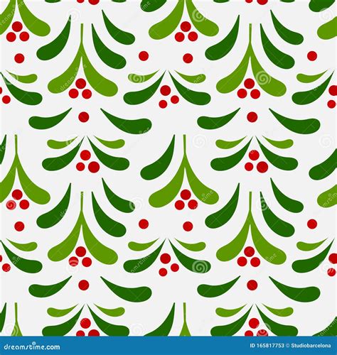 Mistletoe Christmas Seamless Pattern Stock Vector Illustration Of