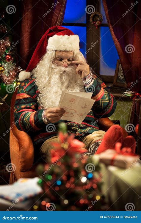 Santa Claus Relaxing At Home Stock Photo Image Of Claus Sheet 47585944