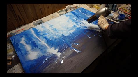 Abstract Painting In Blue White Art With Acrylics