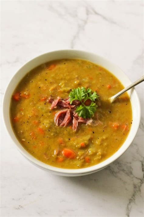Split Pea Soup With Ham Bone Or Hock Is Hearty Healthy And Full Of