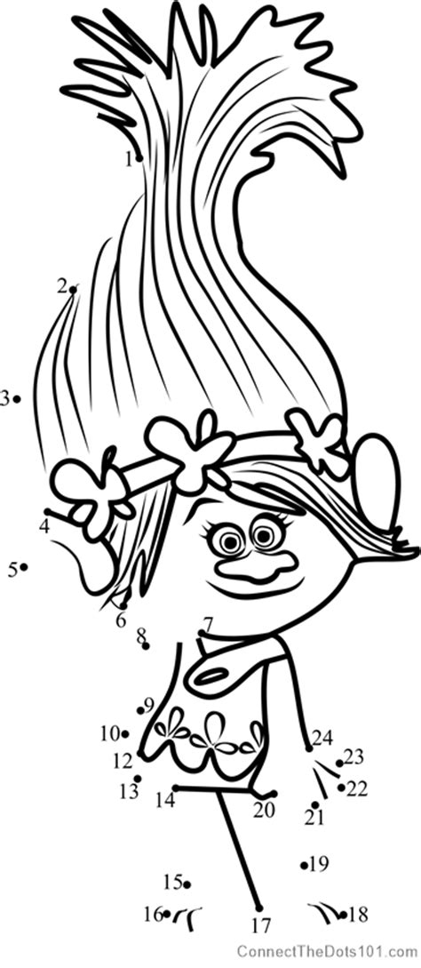 Maybe you would like to learn more about one of these? Princess Poppy in Trolls dot to dot printable worksheet ...