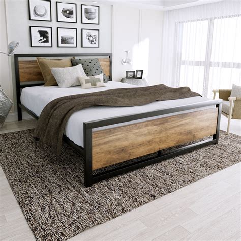 Amolife Full Size Platform Bed Frame With Headboard And Footboard Strong