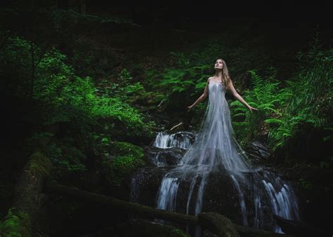 Girl With Waterfall Dress