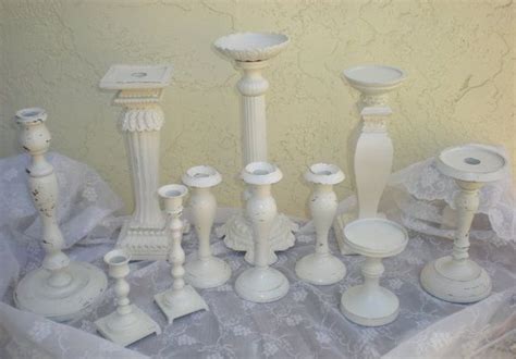 Candle Holder Collection Pillar Candlesticks Heirloom White Etsy