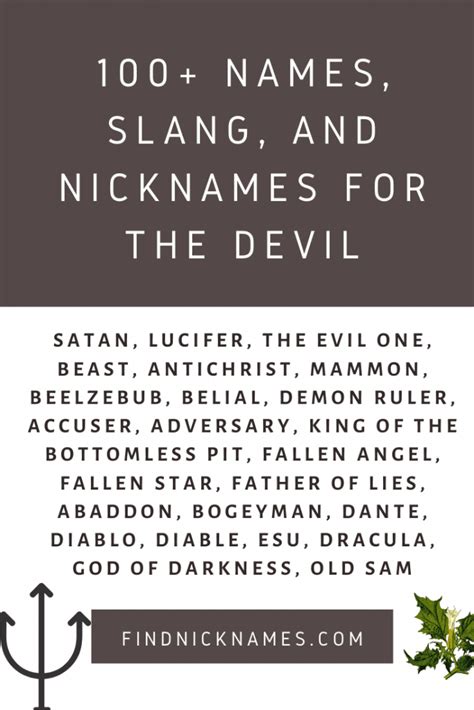 140 Names Slang And Nicknames For The Devil — Find Nicknames