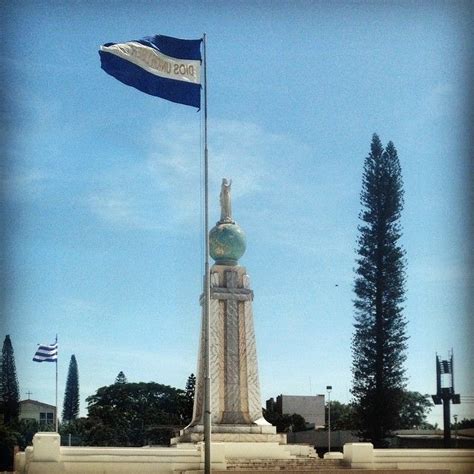 San Salvador El Salvador Full Moon Dawn Monument To The Divine Savior