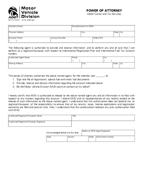 Arizona Power Of Attorney Form Free Templates In Pdf Word Excel To