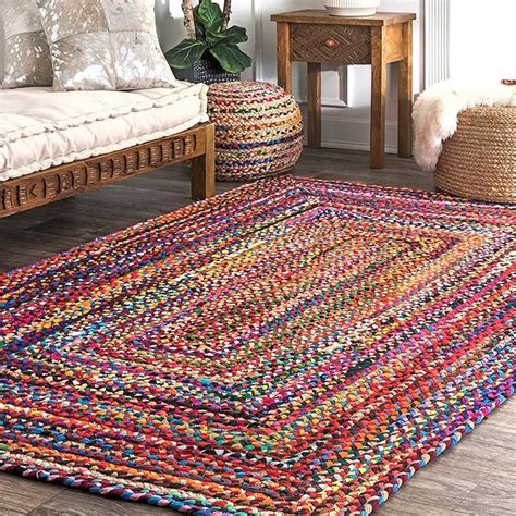 Bawełniany dywanik prostokąt ręcznie pleciony bohemian kolorowy