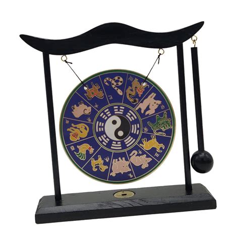 Gong Ornament Mini Chinese Gong With Stand Feng Shui Gong Brass