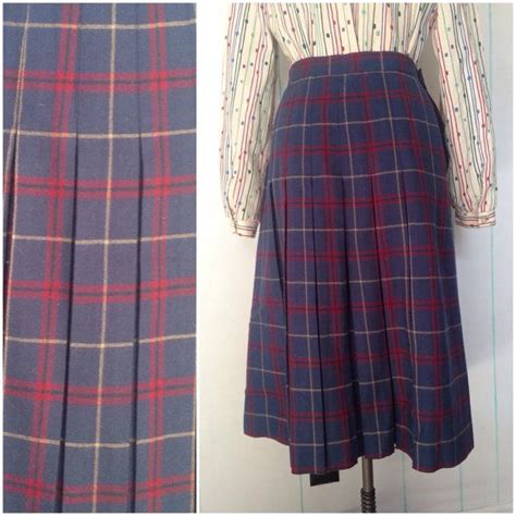 Plaid Pleated 70s Wool Skirt Etsy Skirts Pleated High Waisted Skirt