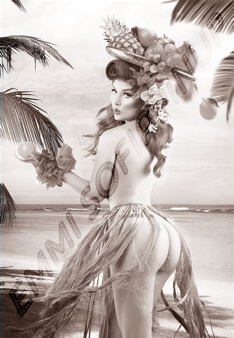 Pin Up Hula Girl Inspired By Elvgren Print By Dollhouse Etsy