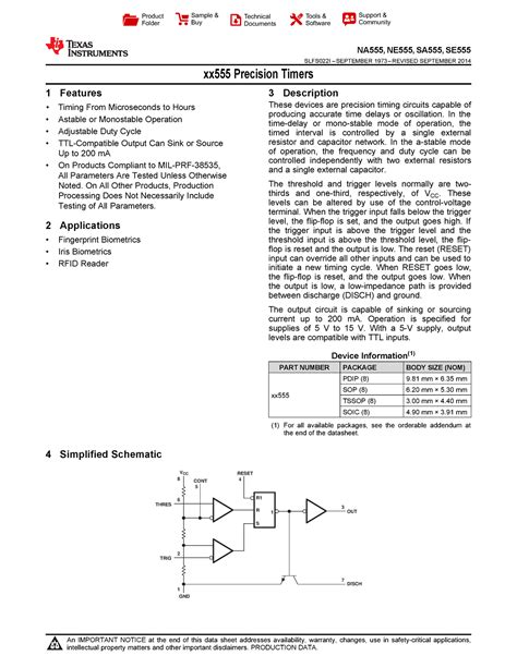 555 Timer Datasheet In This Data Sheet You Can Learn About 555 Timer
