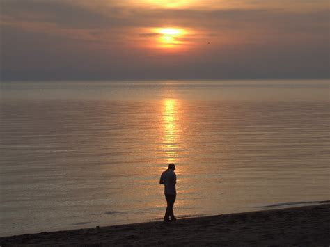 Sunset Beach Man Silhouette Meer Cambodia Kambodscha Sonne