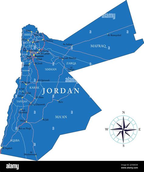 Highly Detailed Vector Map Of Jordan With Administrative Regions Main
