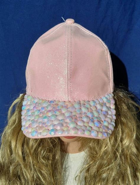 Pink Glitter Bejeweled Baseball Hat