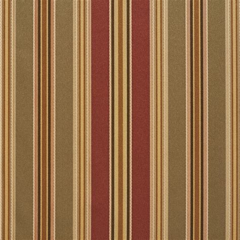 Green Burgundy And Gold Striped Silk Look Upholstery Fabric By The Yard