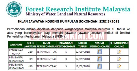 Antara tanggungjawab pengawas hutan gred g11 dan g19 adalah: Jawatan Kosong di Institut Penyelidikan Perhutanan ...