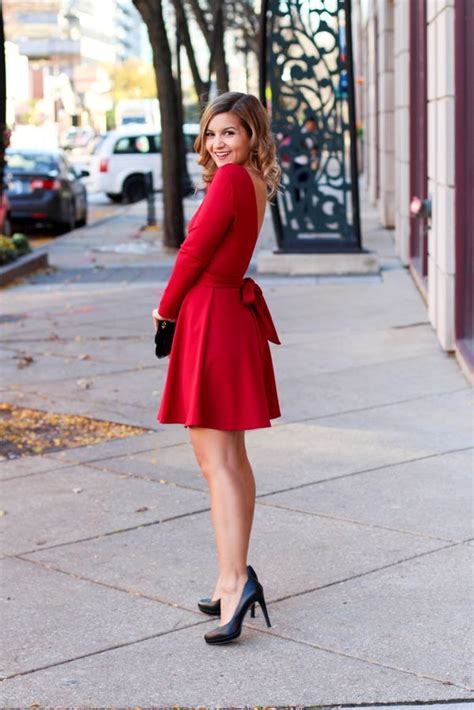 Red Holiday Dress Long Sleeve Dress Winter Red Holiday Dress Red