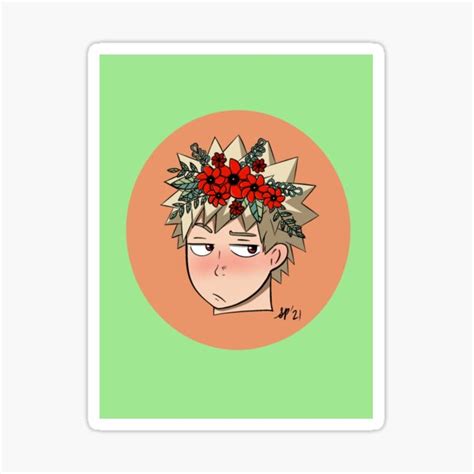 Bakugo Flower Crown Series B Sticker By Shelbiep Redbubble