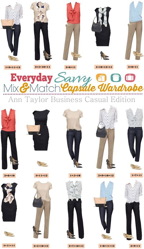 Ann Taylor Business Casual Capsule Wardrobe Mix And Match Outfits For