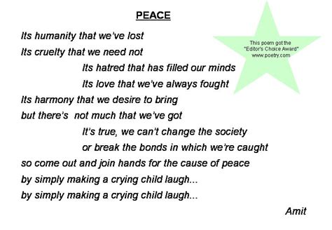 Peace Poems Amits Corner On The Web