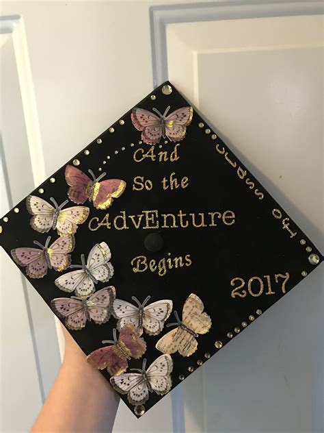 Graduation Cap Decoration Butterflies Black And Gold And So The