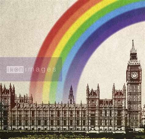 Stock Illustration Of Rainbow Over British Houses Of Parliament Ikon