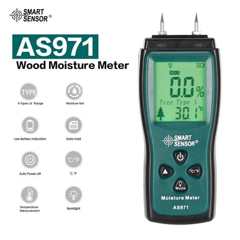 Smart Sensor As971 Wood Moisture Meter Humidity Tester Timber Damp