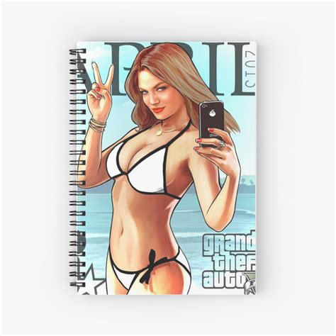 Grand Theft Auto V Girl Bikini Beach Poster Spiral Notebook By