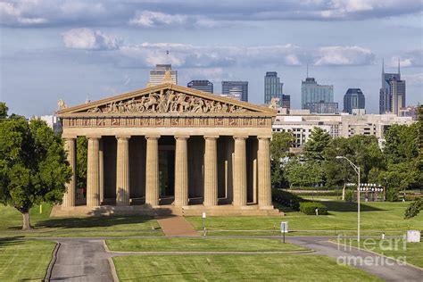 Parthenon And Nashville Tennessee Skyline From Centennial Park In