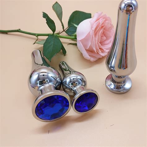 S M L Size Metal Anal Bead Plug With Diamond Smooth Prostate Massage Anus Butt Plug Erotic Anus