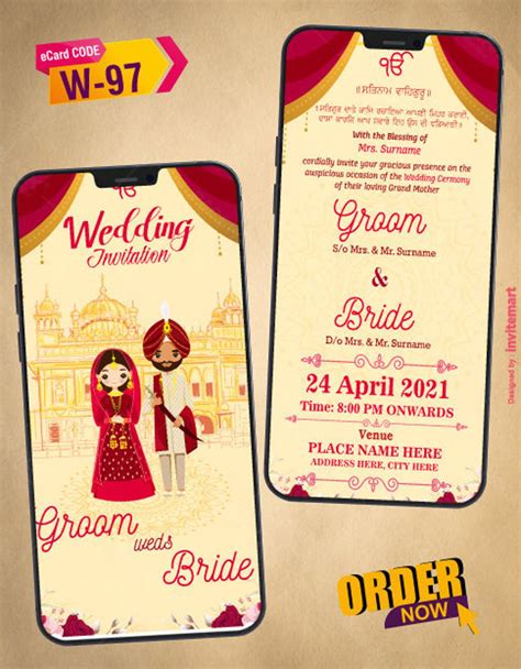 Punjabi Sikh Wedding Card Digital Invitation Virtual Etsy