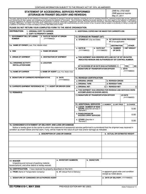 Dd 619 1 2008 Fill And Sign Printable Template Online Us Legal Forms