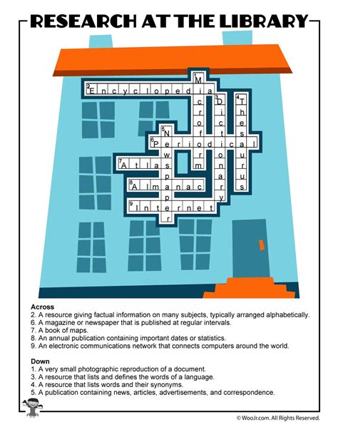 Library Research Sources Crossword Puzzle ANSWER KEY | Woo! Jr. Kids