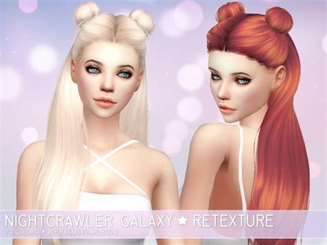 Sims 4 Hairs Aveira Sims 4 Nightcrawler`s Galaxy Hair Retextured