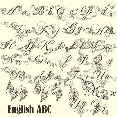 English Abc Letters In Vintage Style Stock Vector Illustration Of