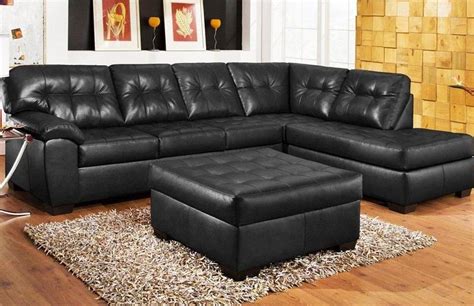 Is a coffee table necessary? Luxury Leather Ottoman Coffee Table And Cool L Shaped Couch In Black Color Feat Rectangular Area ...