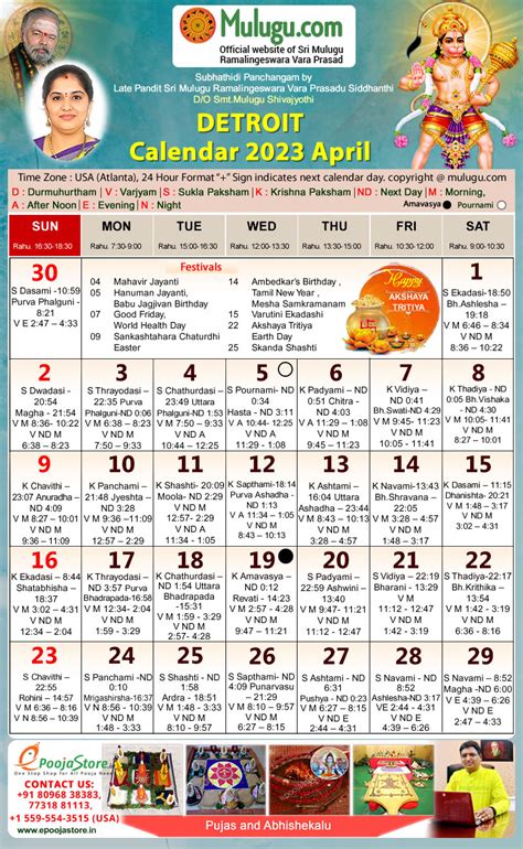 Detroit Telugu Calendar April Mulugu Calendars Telugu Calendar