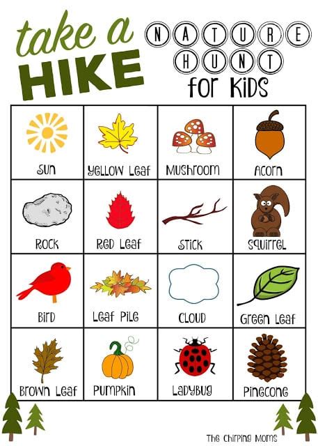Take A Hike Nature Hunt Free Printable The Chirping Moms