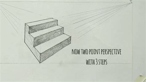 One And Two Point Perspective Simple 3 And 4 Steps Stair Tutorial Youtube