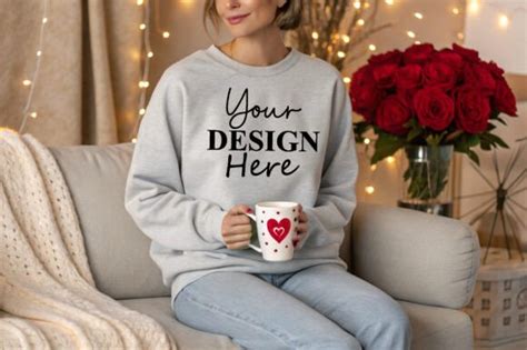 Gildan Valentine Sweatshirt Mockup Graphic By Bdb Graphics