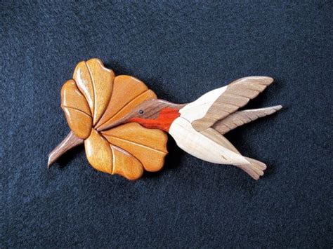 Intarsia Hummingbird And Hibiscus Flower Intarsia Wood Patterns