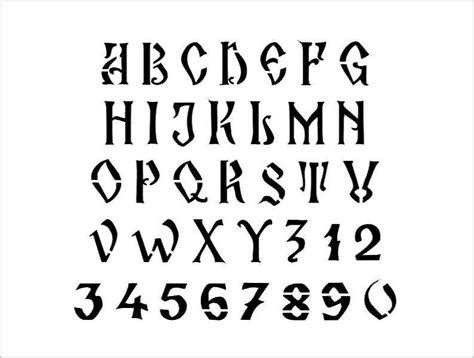 Gothic Nightmare Alphabet Stencil 1 Inch Old Style Font Set Etsy