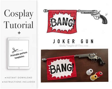 Joker Classic Bang Gun Flag Tutorial And Pattern Templates Etsy